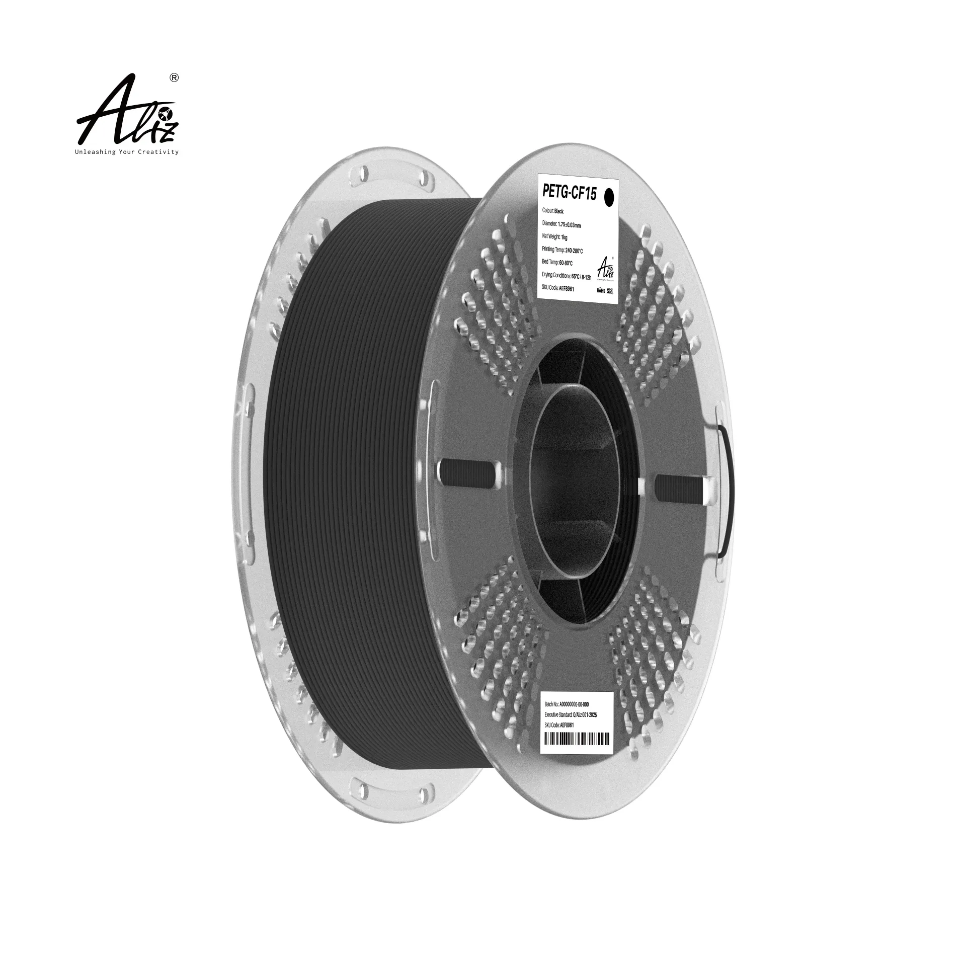 [174-101-31] PETG/CF15 Filament 1.75mm – Black | 1kg